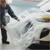 Indasa Cover Roll HDPE Masking Film, technician pulling film over car