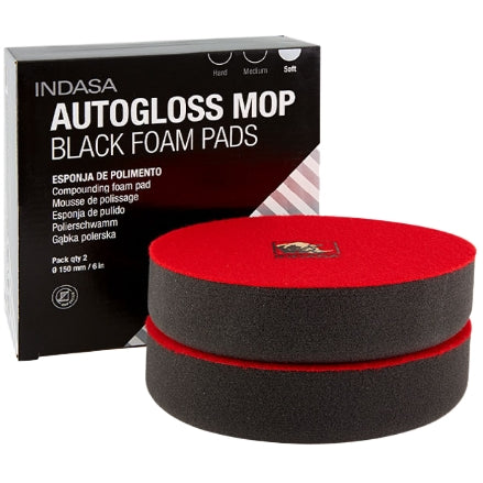 Indasa Autogloss Mop 8" Black Foam Soft Finishing Pad, 2-Pack, 600931