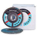 Indasa 4.5" x 7/8" Rhyno Flap Zirc Discs, Fiberglass Hub, Z/A, T29 Conical