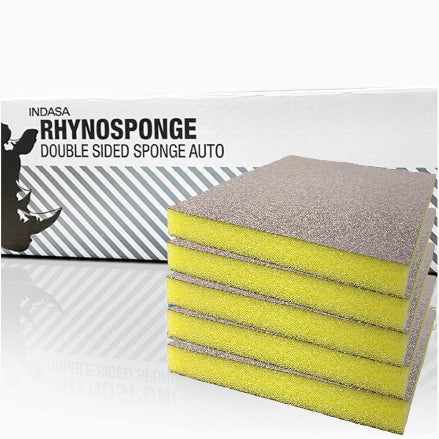 Indasa Rhyno Sponge Double Sided Hand Sanding Pads, Fine Grit, Yellow, 595107