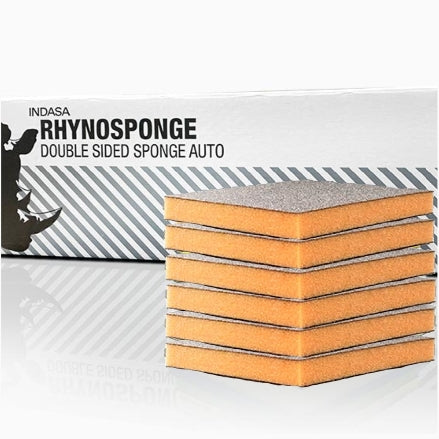 Indasa Rhyno Sponge Orange Medium Grit Double Sided Hand Sanding Pads, Case of 100 (595077) 