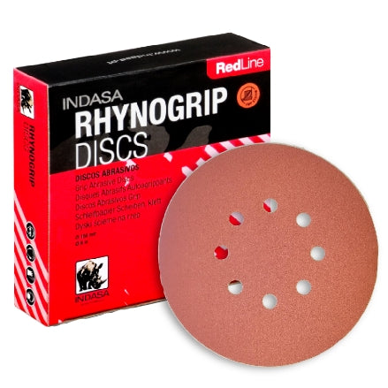 Indasa 6" Rhynogrip RedLine 8-Hole Vacuum Sanding Discs, 640 Series
